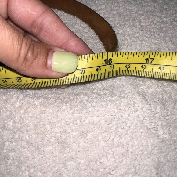 Vtg Reptile Veritable Belt Brown Snakeskin Skinny Leather Gold Plate Buckle 1/2" - Picture 10 of 12